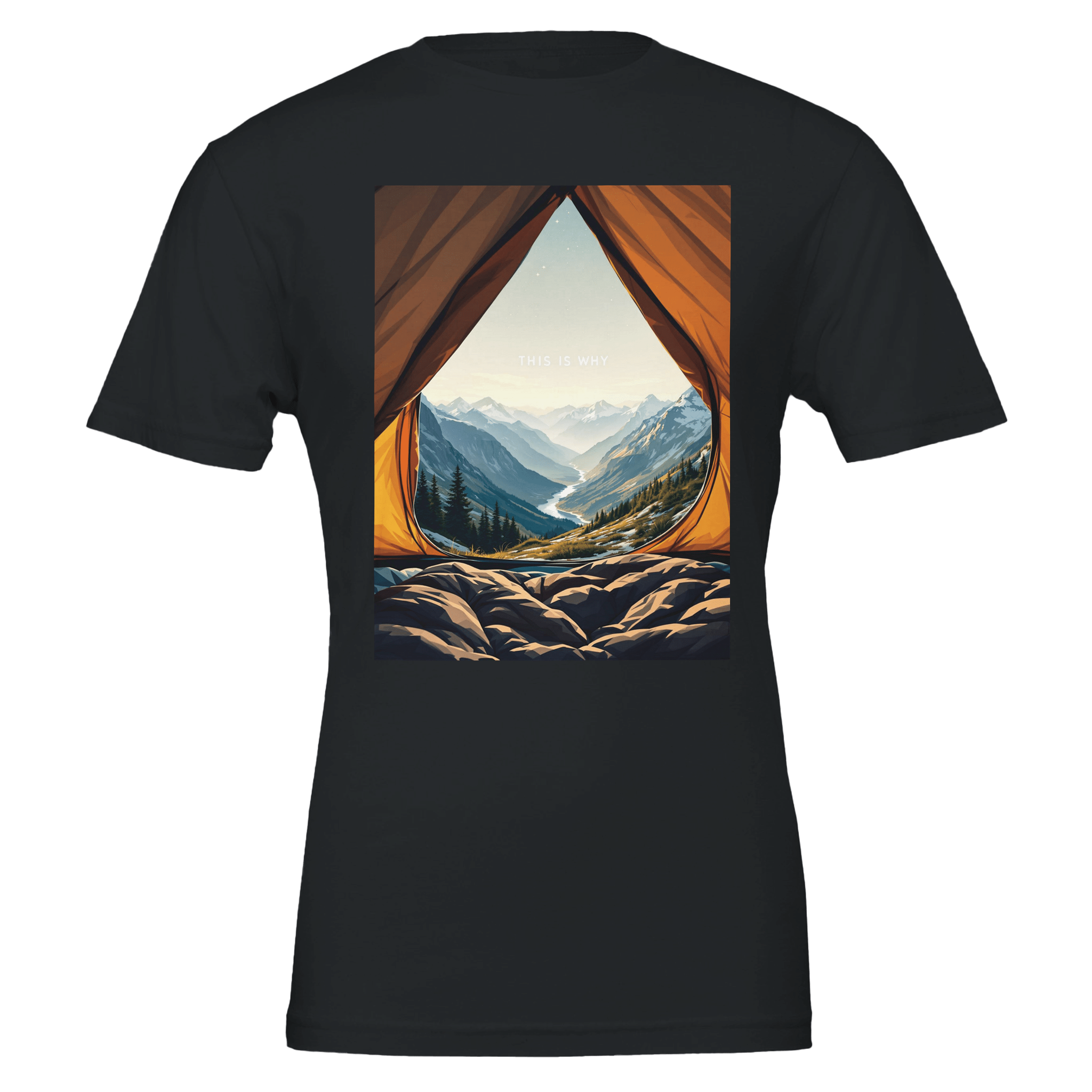 Wild Camping Mountain Morning T-Shirt | Tent Doorway View Tee - Wild Thread Co