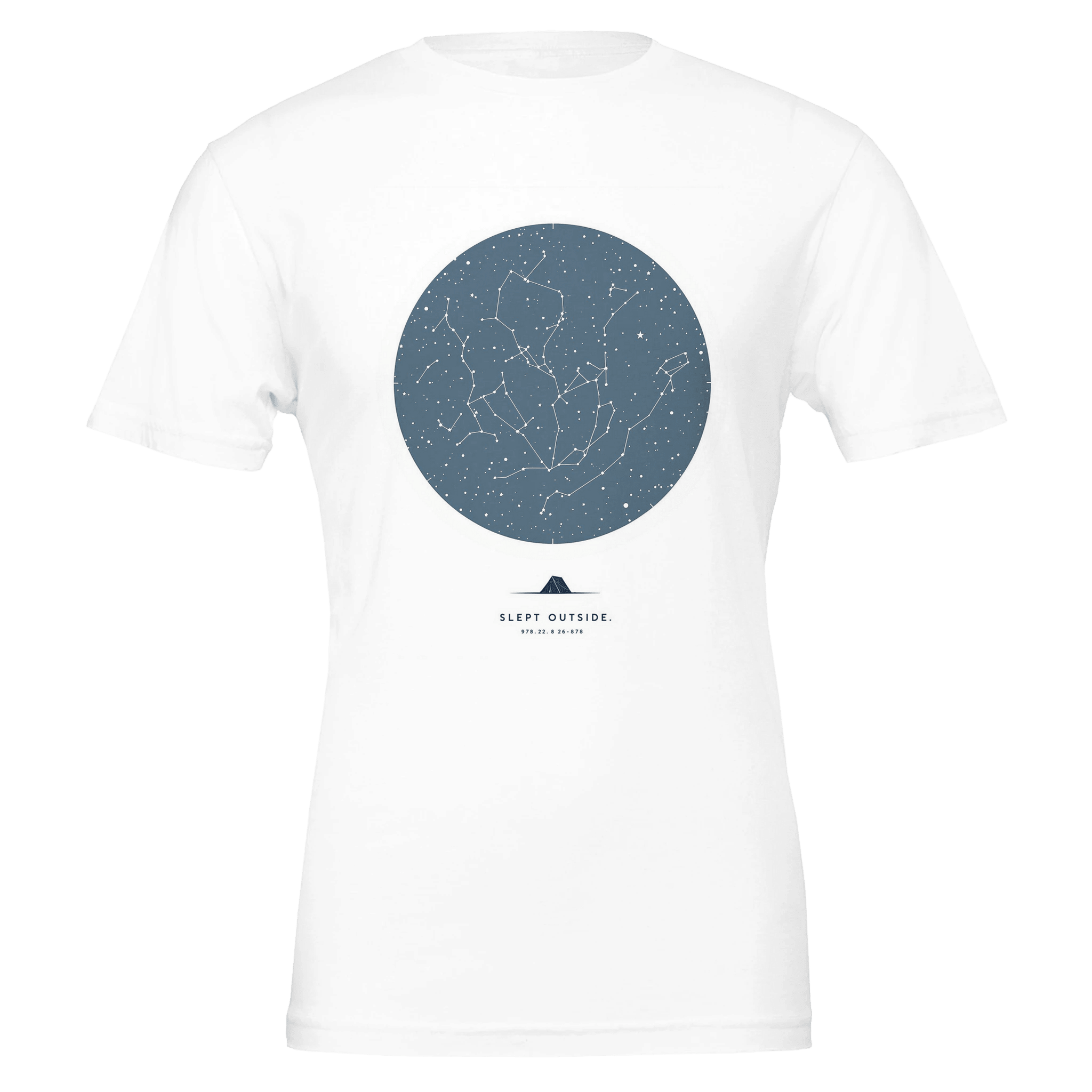 Wild Camping T-Shirt | Star Chart Constellation Map Bivouac Tee Navy - Wild Thread Co