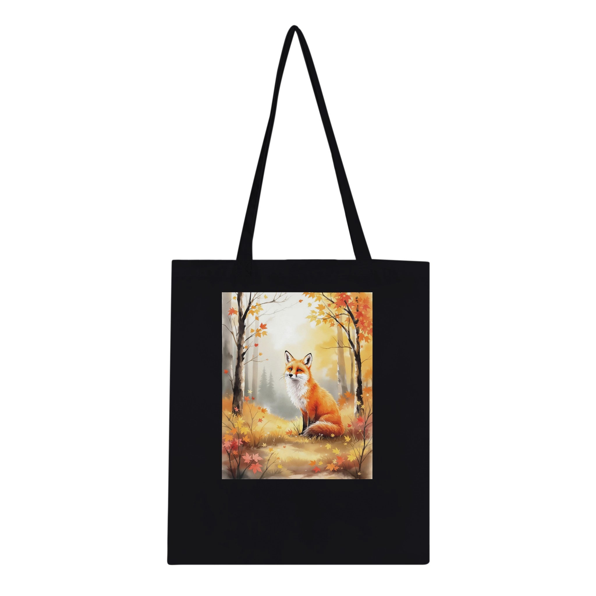 Fox Watercolour Tote Bag Cotton Shopper UK Tote Bag — detail view | Wild Thread Co