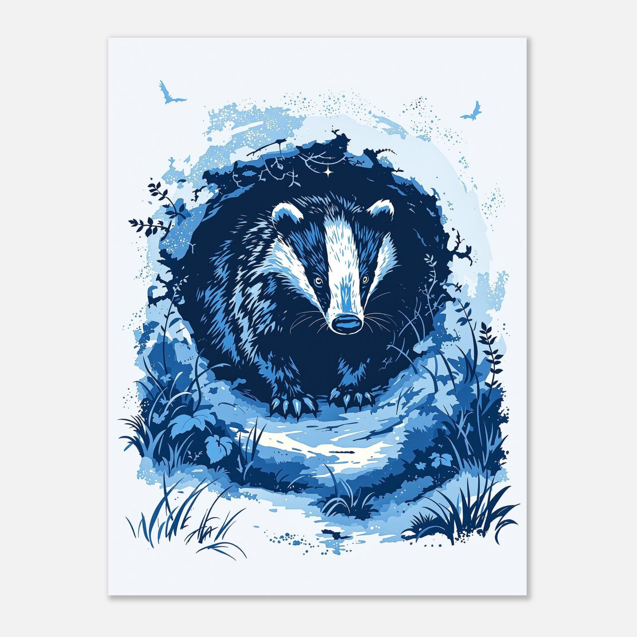 badger moonlight Art Wall Art UK Art Art Print Art Print — detail view | Wild Thread Co
