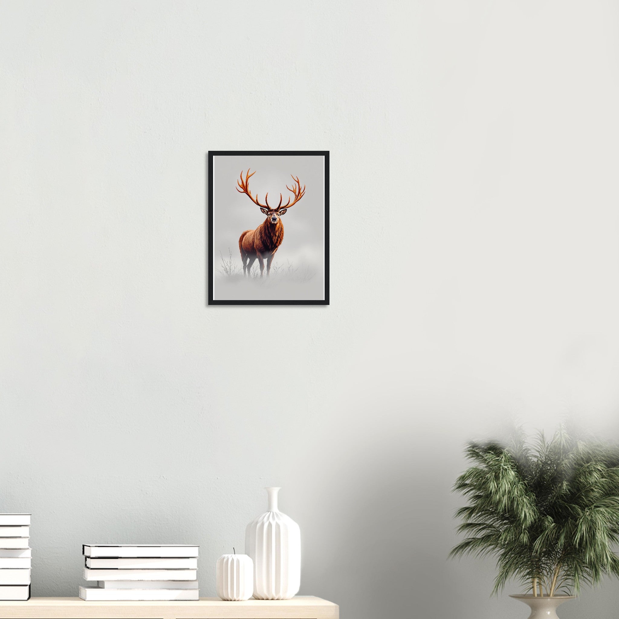 Deer Stag Antlers Framed Print Wall Art Ready to Hang UK Framed Art Print — detail view | Wild Thread Co