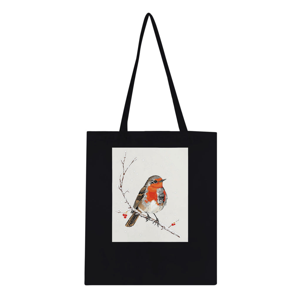 Robin Redbreast Cotton Shopper UK Tote Bag — detail view | Wild Thread Co