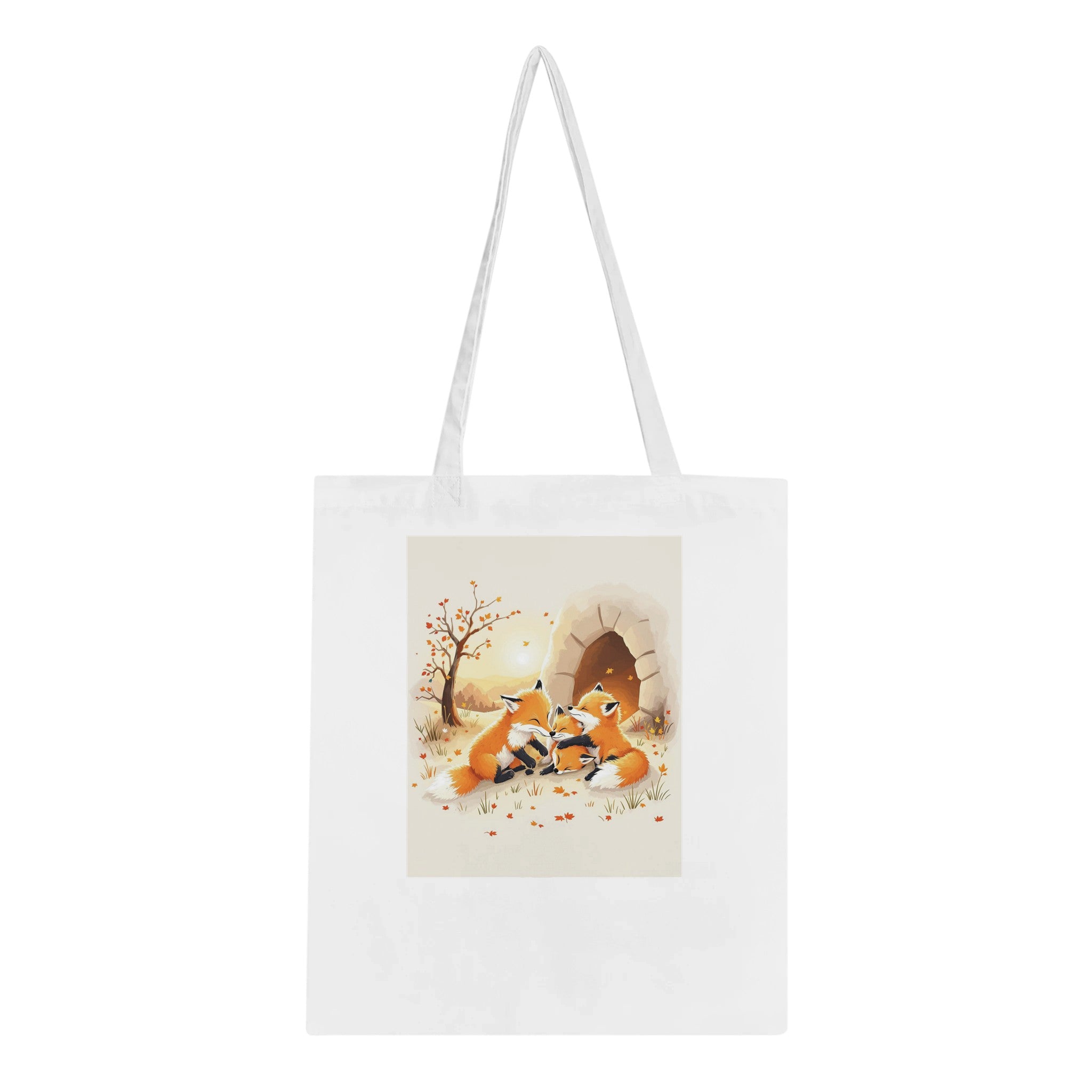 Fox Cubs Playing Cotton Shopper UK Tote Bag — detail view | Wild Thread Co
