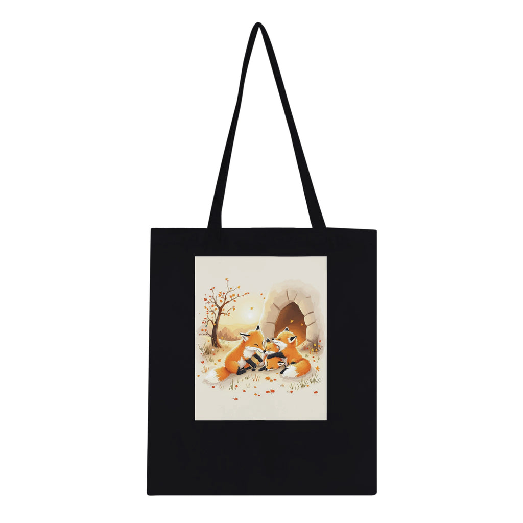 Fox Cubs Playing Cotton Shopper UK Tote Bag — detail view | Wild Thread Co