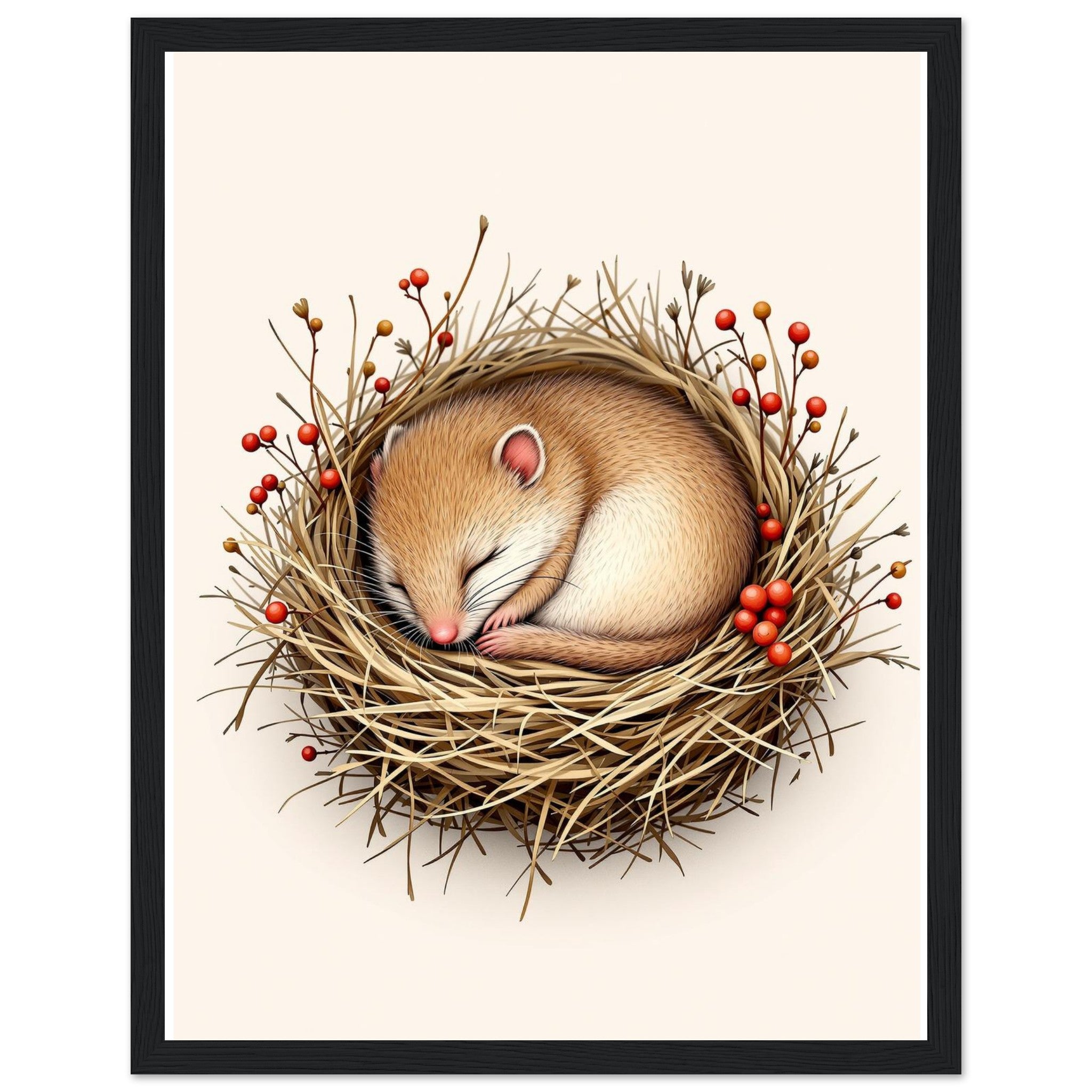 Dormouse Sleeping Wall Art Ready to Hang UK Framed Print Hang — Framed Art Print | Wild Thread Co UK