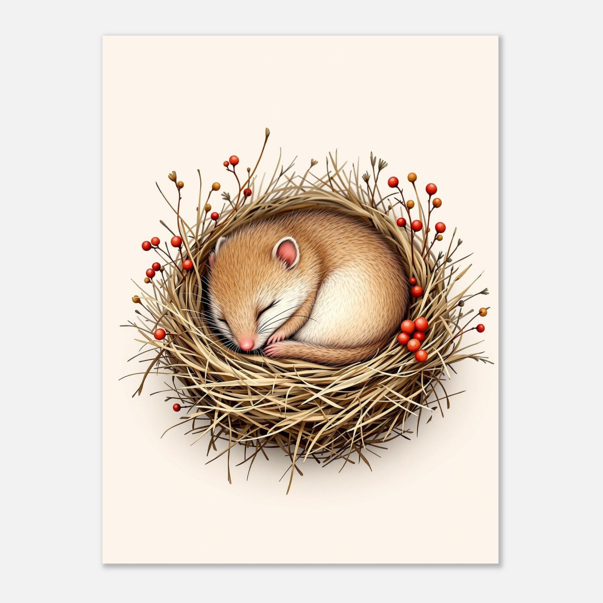 Dormouse Sleeping Art Wall Art UK Art Print Art Print — detail view | Wild Thread Co