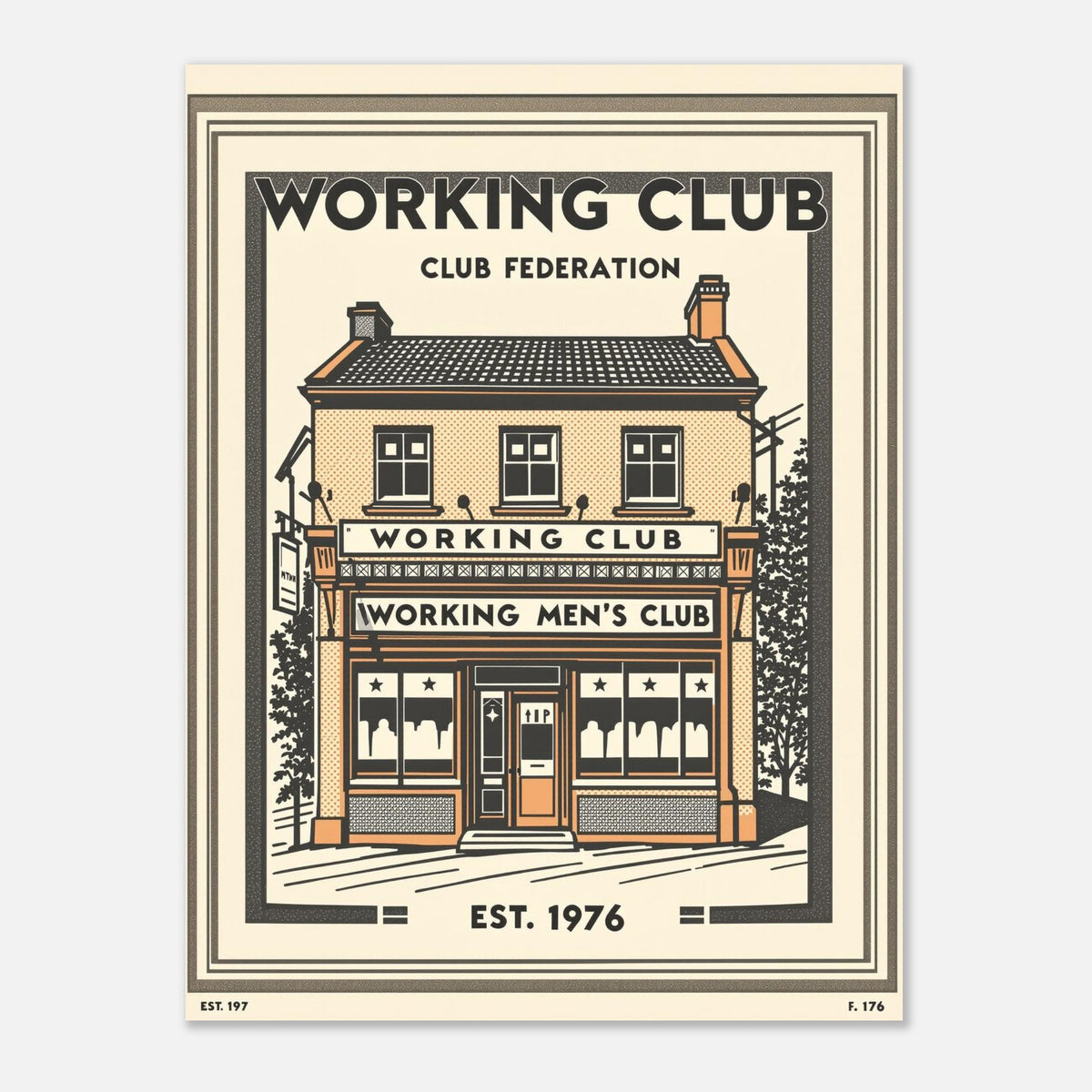 Working Mens Club Vintage Travel Art Wall Art UK Art Print Art Print — detail view | Wild Thread Co