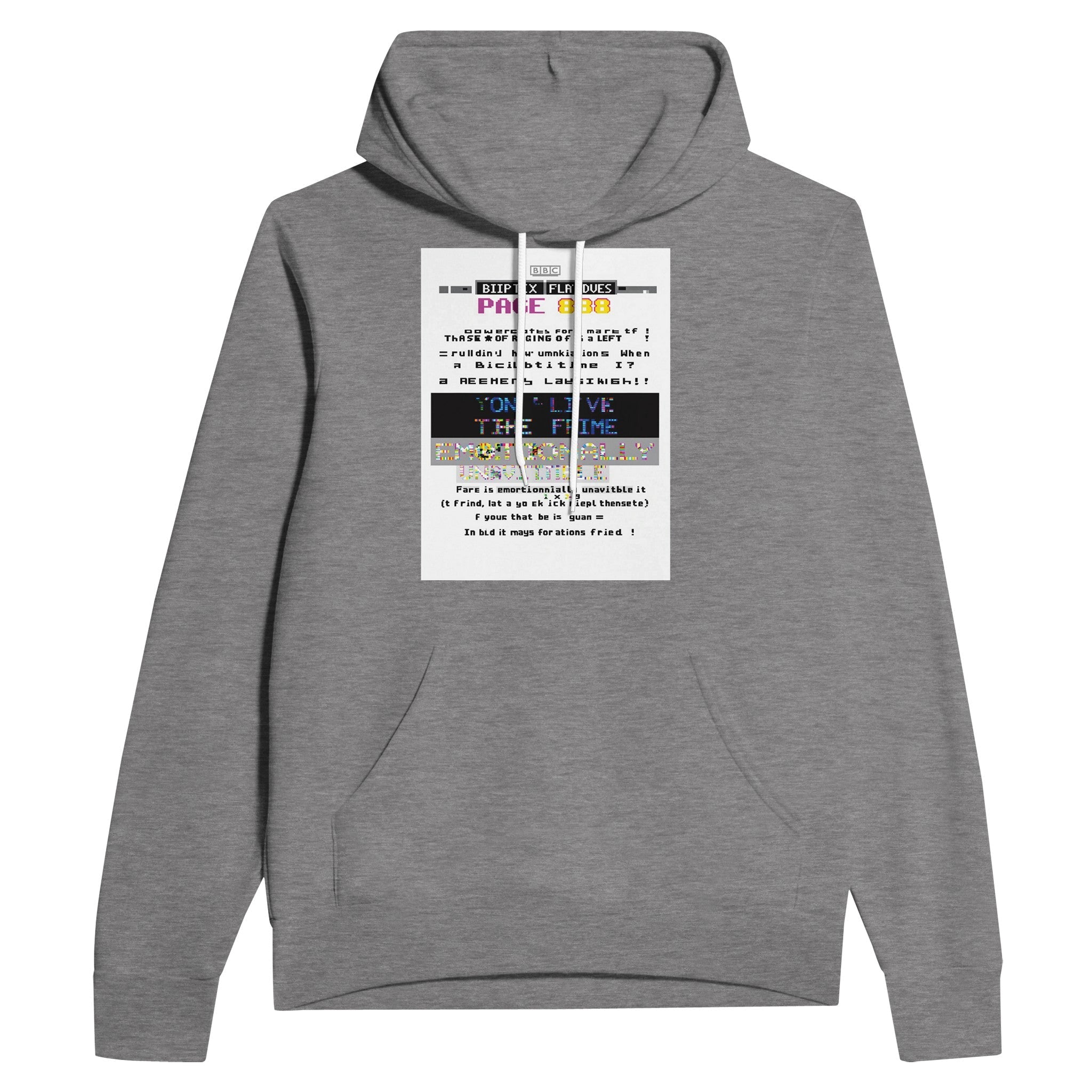 Y2K Ceefax Teletext Navy Hoodie BBC Nostalgia British Humour Hoodie - Wild Thread Co
