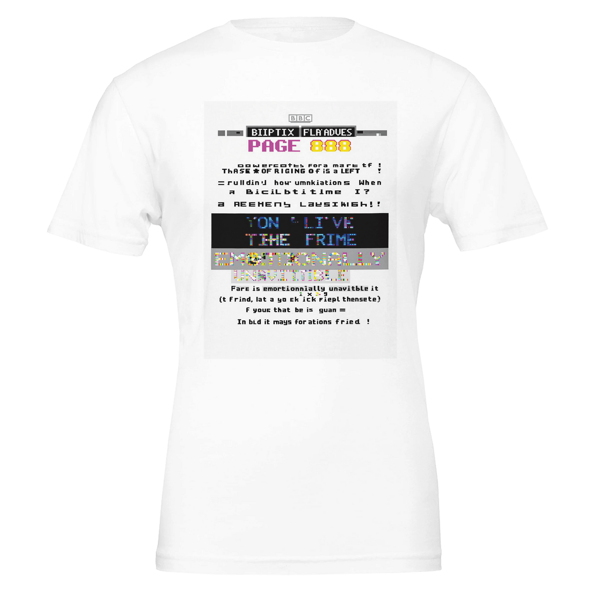 Y2K Ceefax Teletext Navy T-Shirt | BBC Nostalgia British Humour Tee - Wild Thread Co