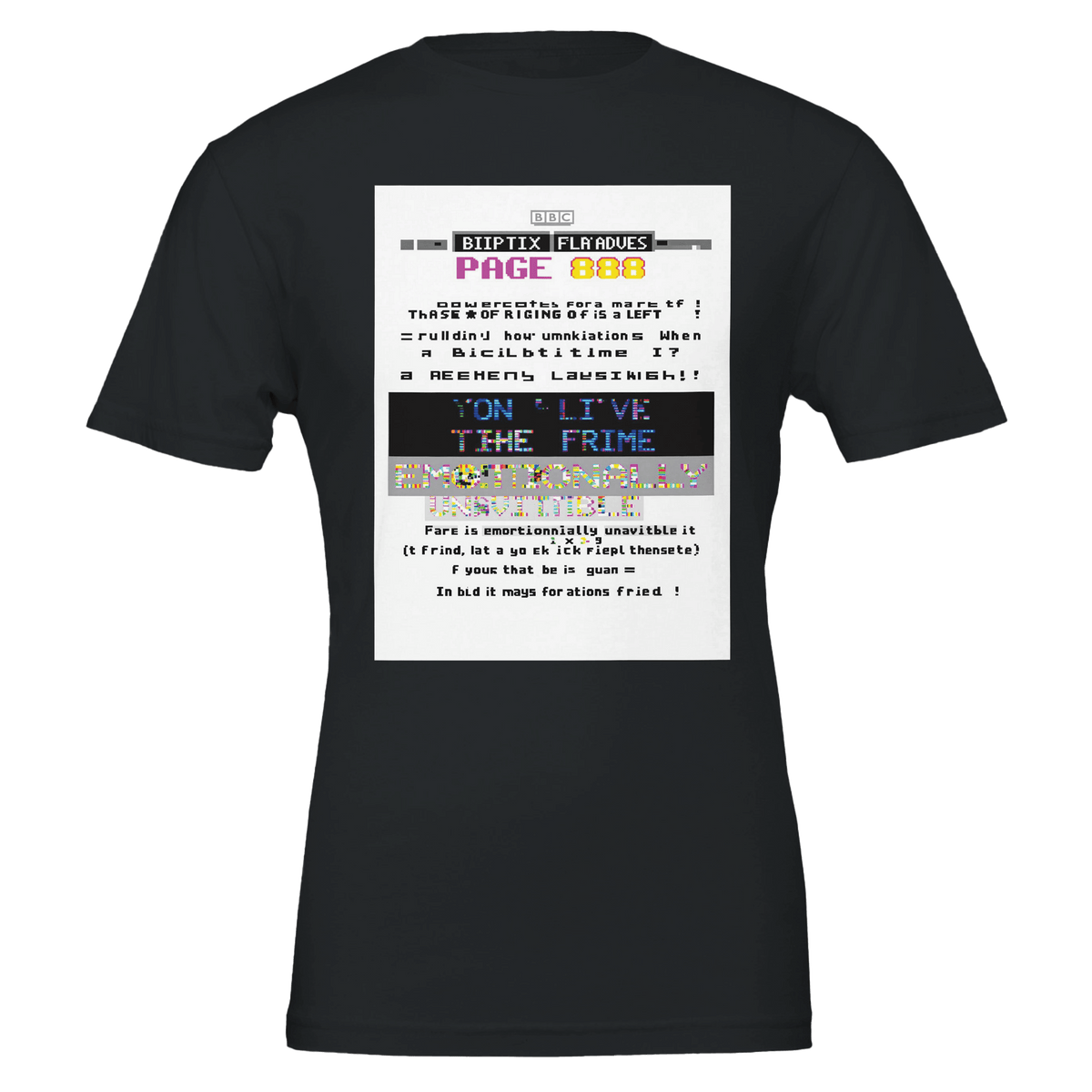 Y2K Ceefax Teletext Navy T-Shirt | BBC Nostalgia British Humour Tee - Wild Thread Co