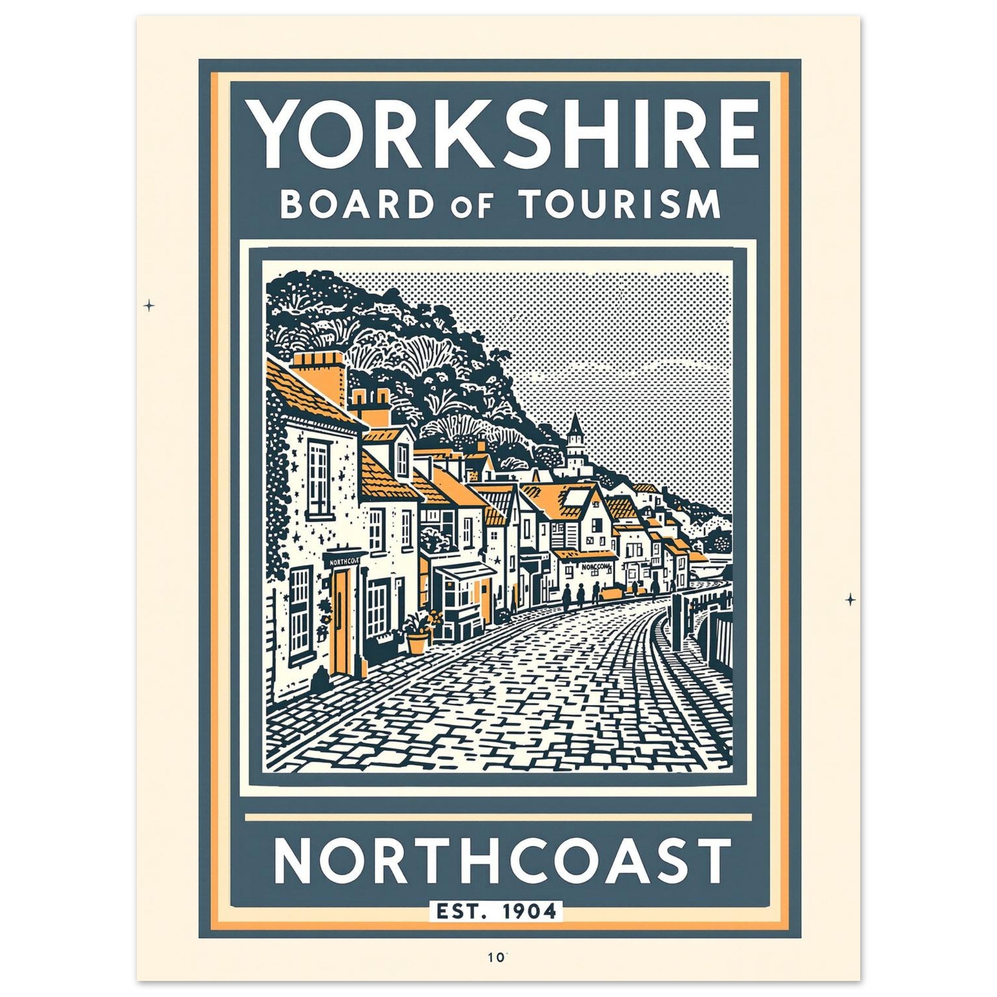 Yorkshire Coast Vintage Travel Art Wall Art UK Art Print Art Print — detail view | Wild Thread Co