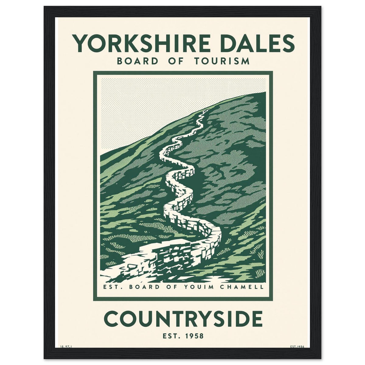 Yorkshire Dales Vintage Travel Framed Print Wall Art Ready to Hang UK Framed Art Print — detail view | Wild Thread Co