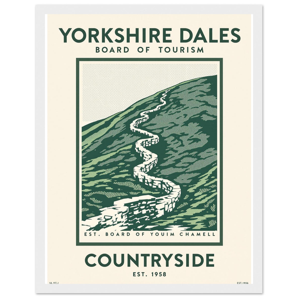 Yorkshire Dales Vintage Travel Framed Print Wall Art Ready to Hang UK Framed Art Print — detail view | Wild Thread Co